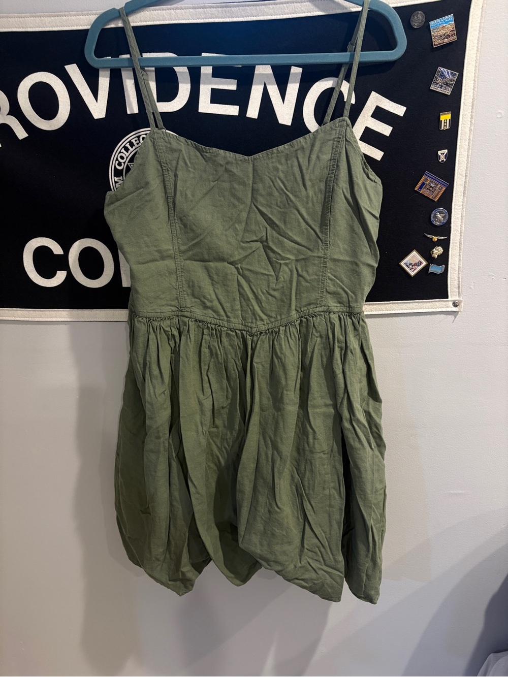 Olive Green Spaghetti Strap Dress